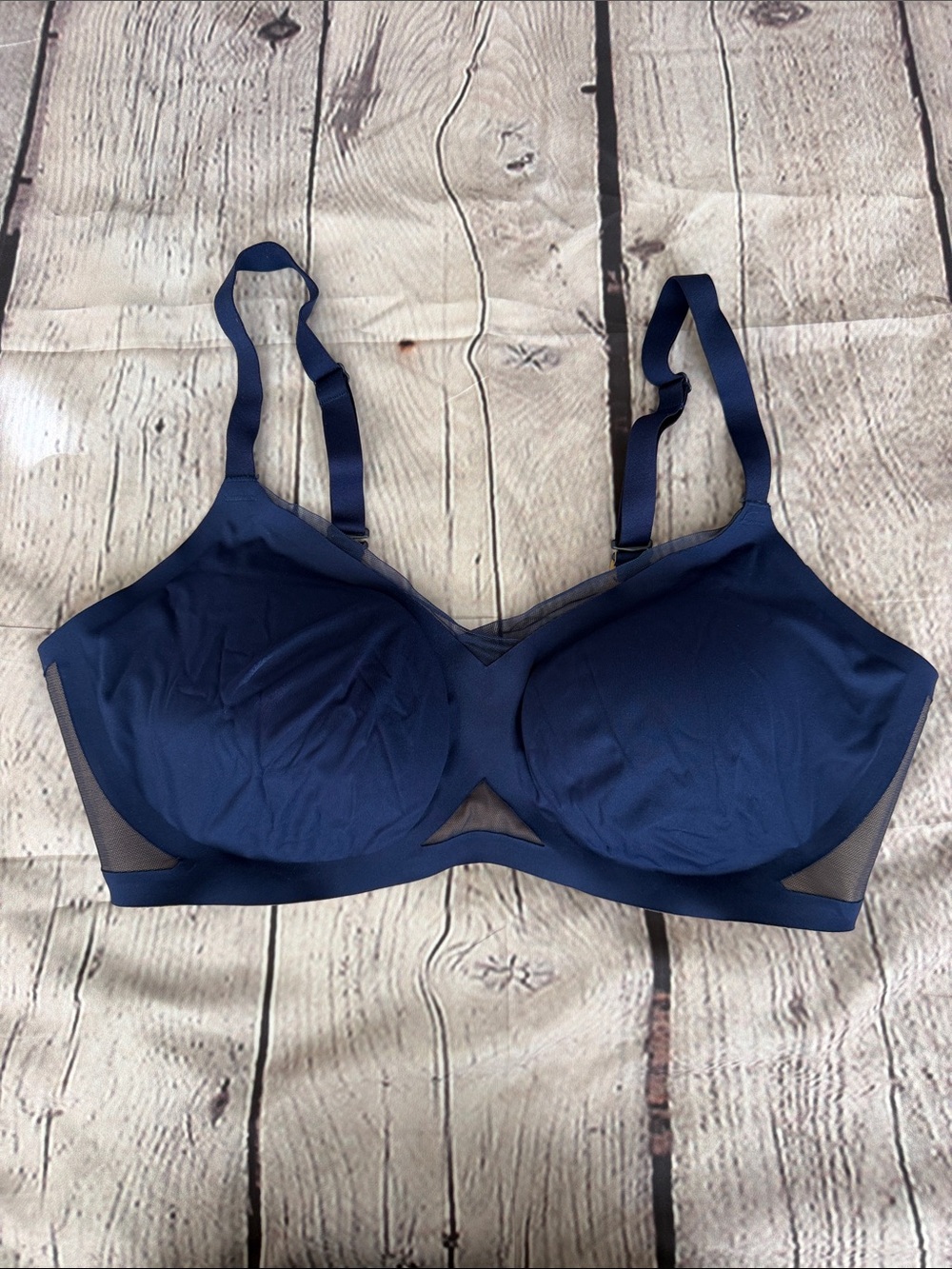 Honeylove Navy Wireless Support Bra with Mesh Insets